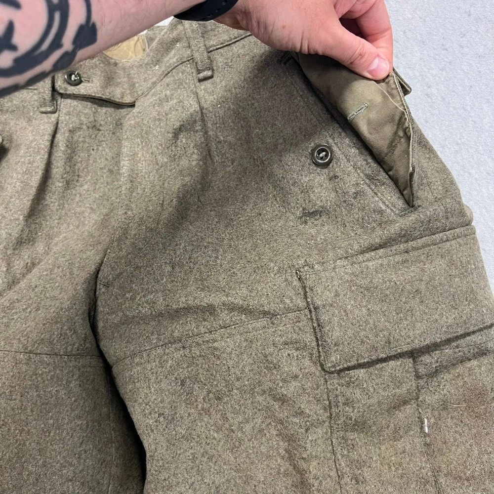 Vintage West German Military Wool Cargo Pants Schilling OHG Olive Drab Men 31x27